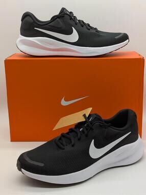 Nike Revolution 7 Road Running Shoes Black White FB2207-001 Mens Size 13 New